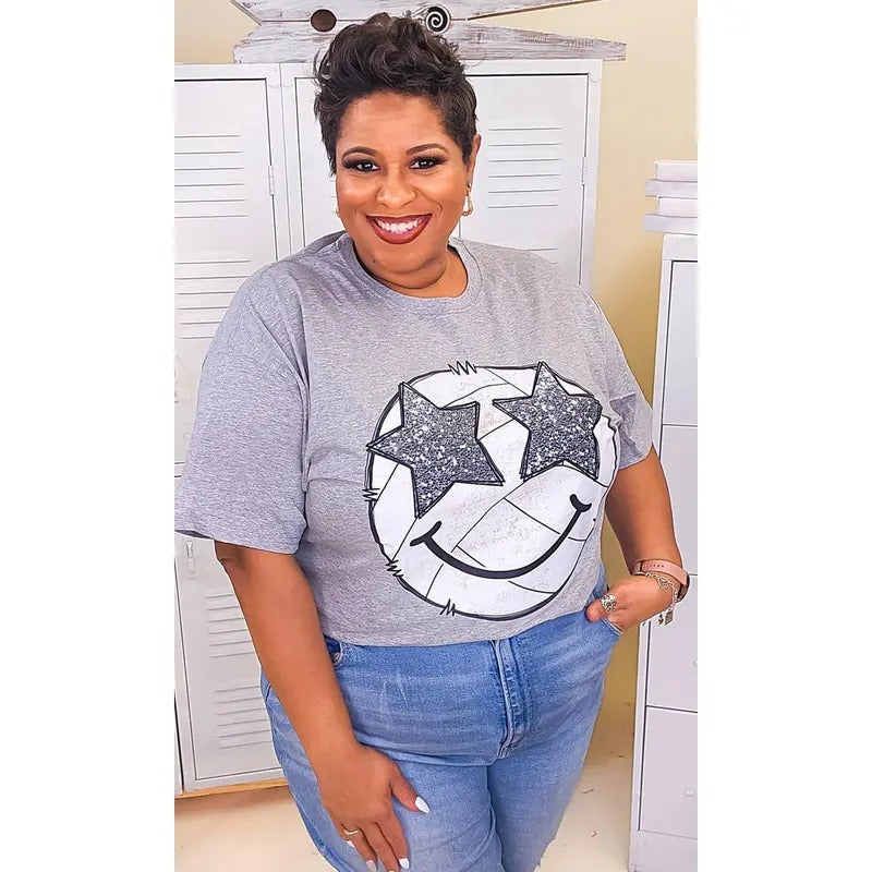 Volleyball Star Smiley Graphic T-Shirt Hoodie, Sweatshirt | CiraTrend.com