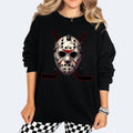 'Vorhees 13'  Halloween Character Long Sleeve Crewneck Sweatshirt T Shirt or Hoodie Casual Poly Cotton Blend Graphic Top...