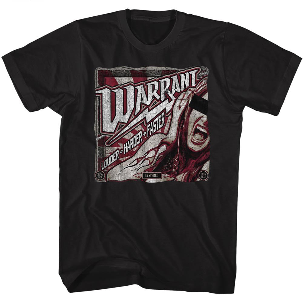 Warrant Mens S/S T-Shirt - Louder Harder Faster - Solid Black Hoodie, Sweatshirt | CiraTrend.com