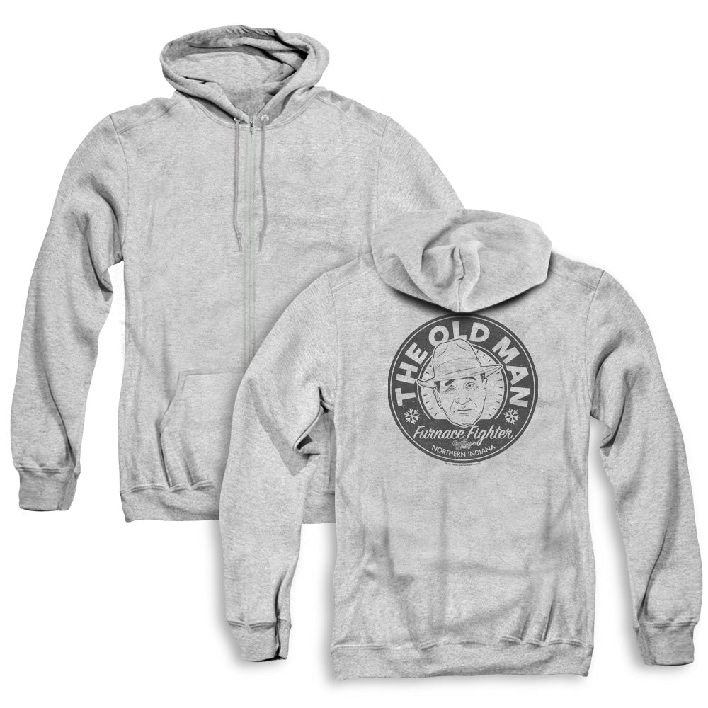 A Christmas Story The Old Man Back Print Zipper Mens Hoodie Athletic Heather T-Shirts, Sweatshirt | CiraTrend.com (Image 1)