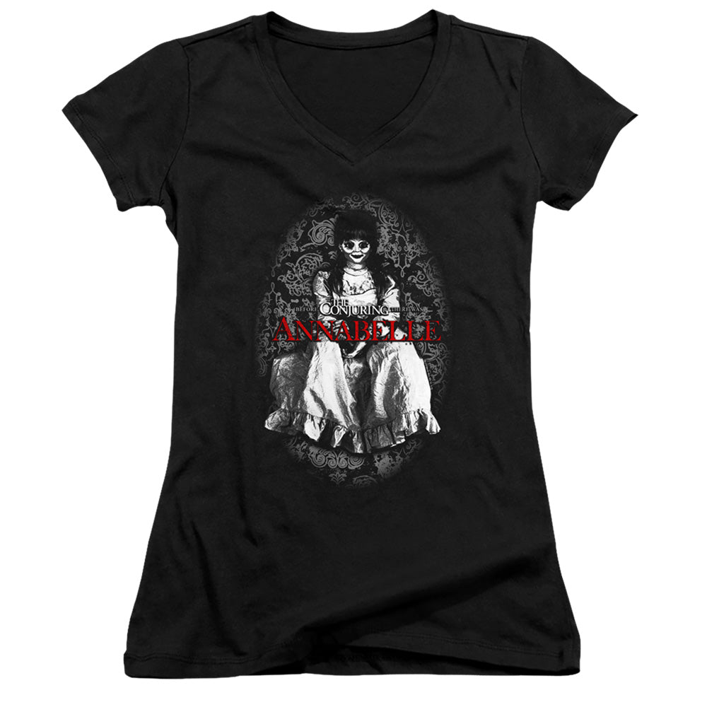 Annabelle Annabelle Junior Sheer Cap Sleeve V-Neck Womens T Shirt Black Hoodie, Sweatshirt | CiraTrend.com
