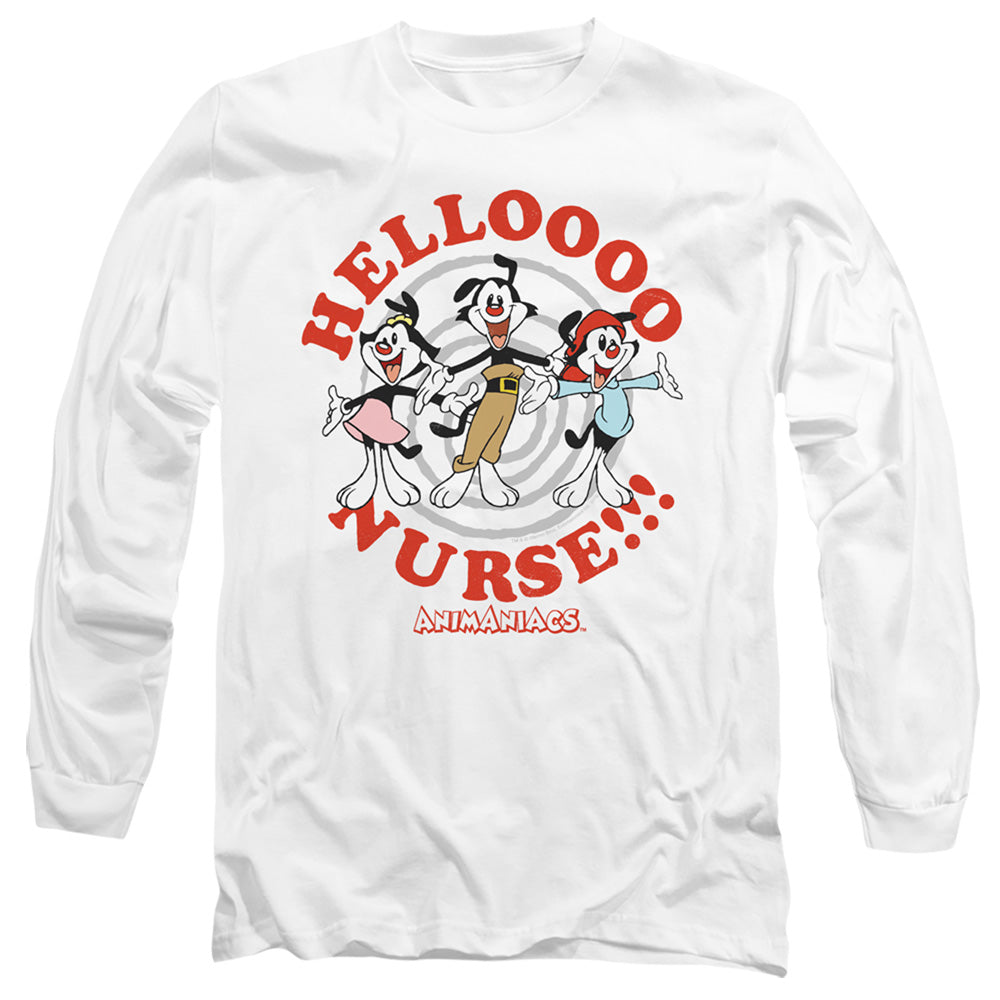Animaniacs Hello Nurse Mens Long Sleeve Shirt White Hoodie, Sweatshirt | CiraTrend.com (Image 1)