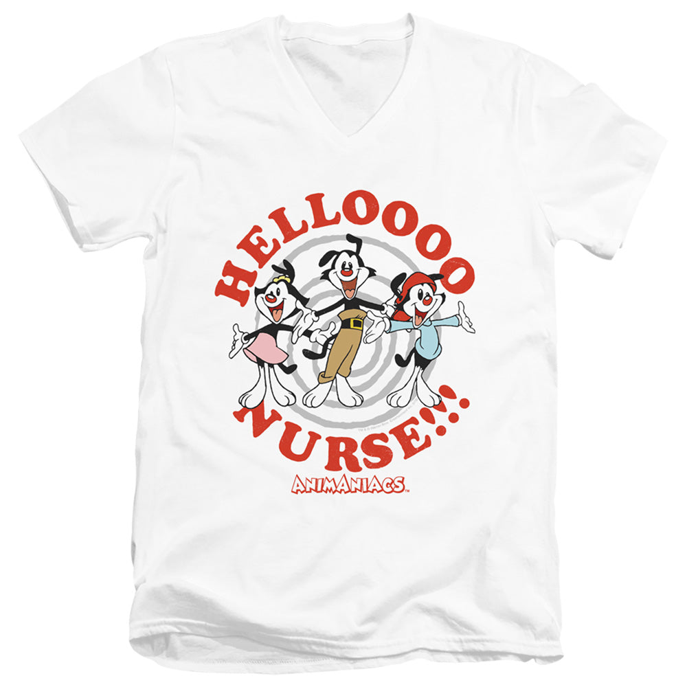 Animaniacs Hello Nurse Mens Slim Fit V-Neck T Shirt White Hoodie, Sweatshirt | CiraTrend.com