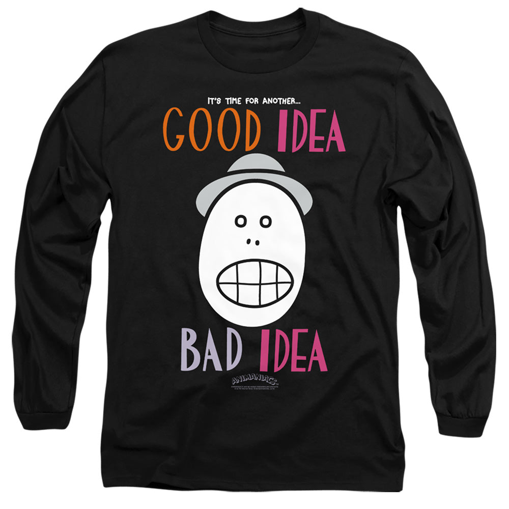 Animaniacs Good Idea Bad Idea Mens Long Sleeve Shirt Black Hoodie, Sweatshirt | CiraTrend.com (Image 1)