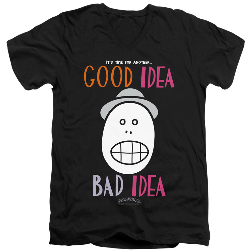 Animaniacs Good Idea Bad Idea Mens Slim Fit V-Neck T Shirt Black Hoodie, Sweatshirt | CiraTrend.com