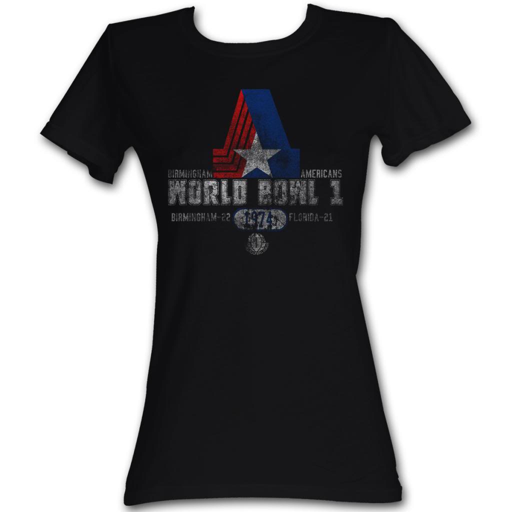 Wfl Girls Juniors S/S T-Shirt - World Bowl 1 - Solid Black Hoodie, Sweatshirt | CiraTrend.com