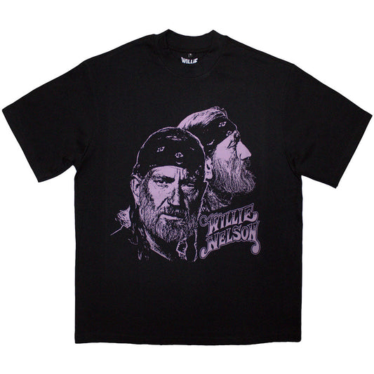 Willie Nelson Oversized T-Shirt: Purple Graphic (Black)