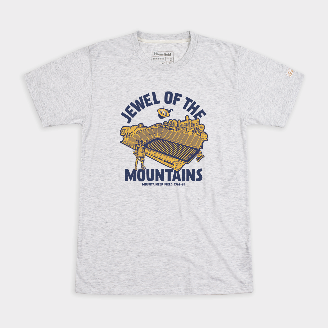 Jewel of the Mountains Vintage WVU Football Tee Style001