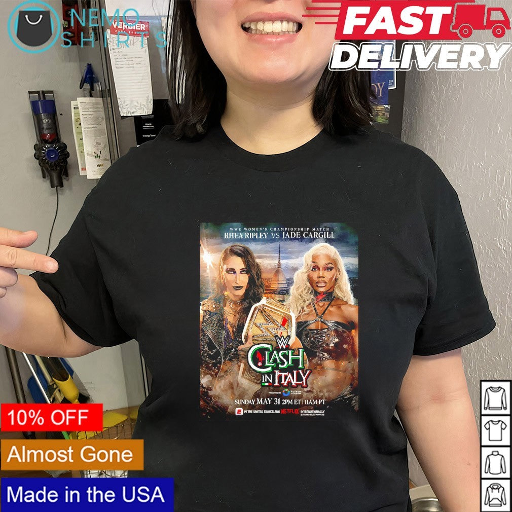 WWE women’s championship match Rhea Ripley vs Jade Cargill Clash in Italy shirt