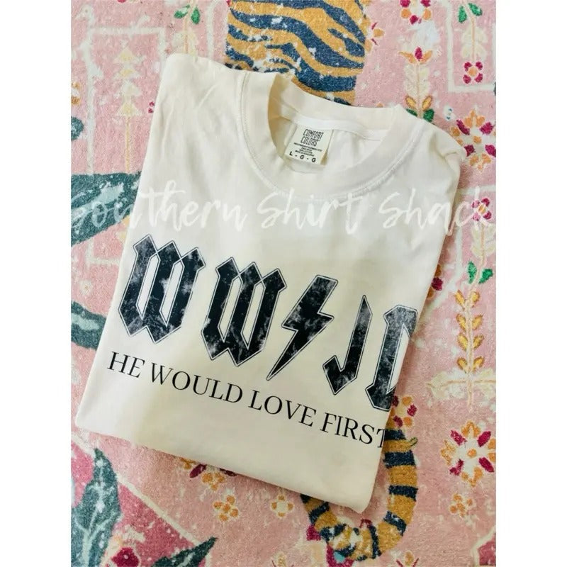 WWJD T shirt  - Christian Faith | Ivory comfort colors T shirt top