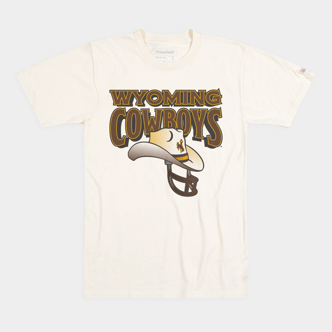 1990s Vintage Wyoming Cowboys Football Helmet Tee Style001