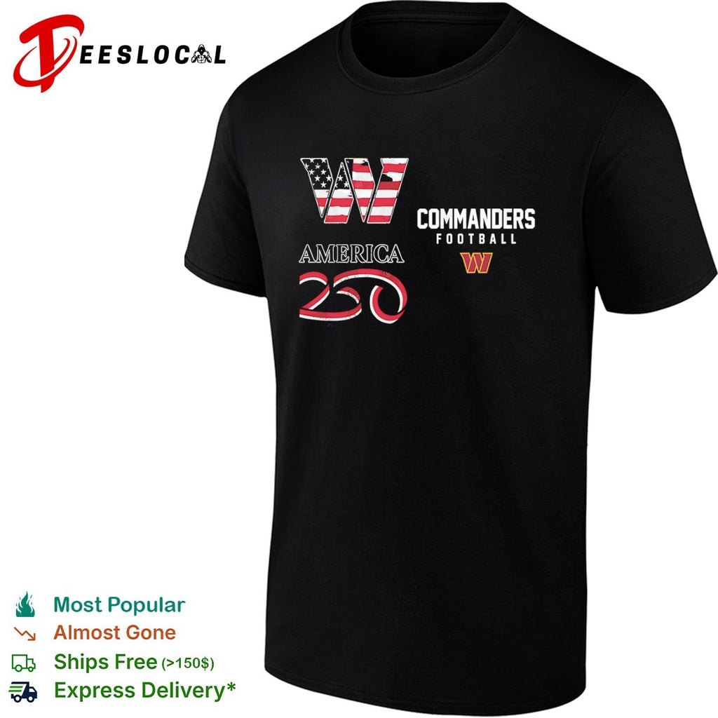 Washington Commanders America 250 Football W Flag shirt