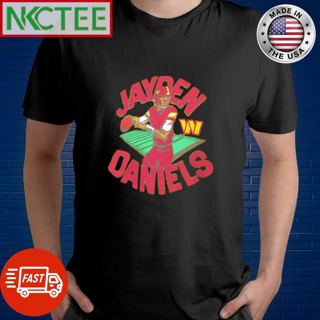 Washington Commanders Jayden Daniels hold ball Caricature shirt