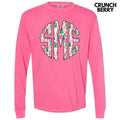 Watercolor Christmas Monogram Long Sleeve Comfort Colors T-Shirt 'NLB' Hoodie, Sweatshirt | CiraTrend.com