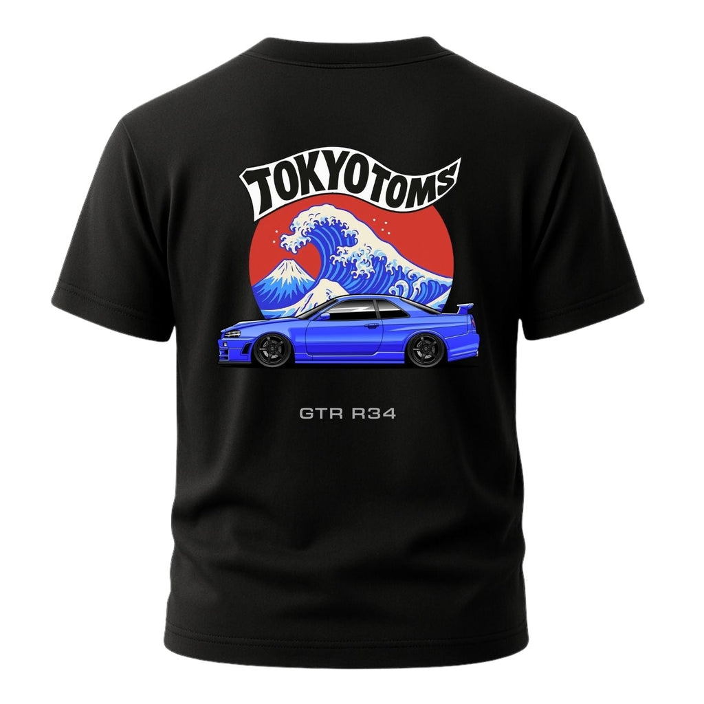 Tokyo Toms Nissan GTR R34 Wave T-Shirt Hoodie, Sweatshirt | CiraTrend.com (Image 2)