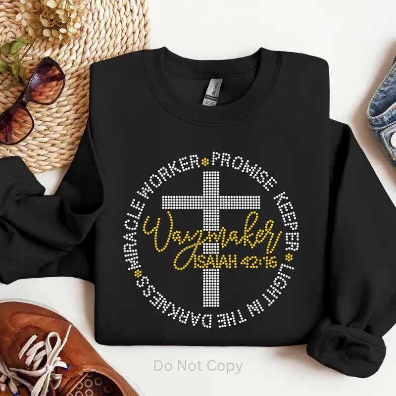 Waymaker Rhinestone Transfer T-Shirts, Hoodie, Sweatshirt | CiraTrend.com