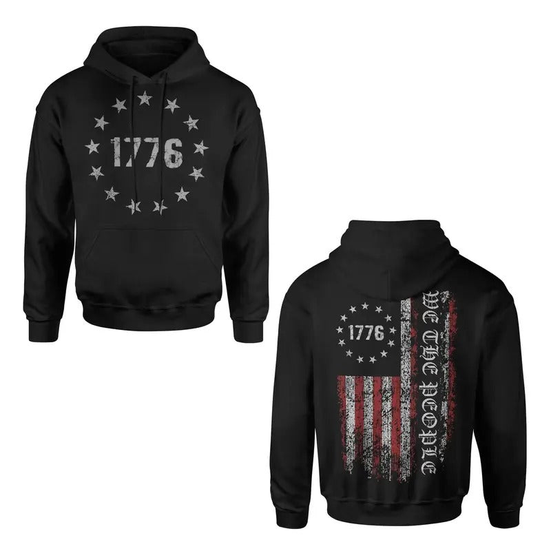 We The People 1776 American Flag Patriotic Hoodie Sweatshirt Cotton Fabric T-Shirts | CiraTrend.com