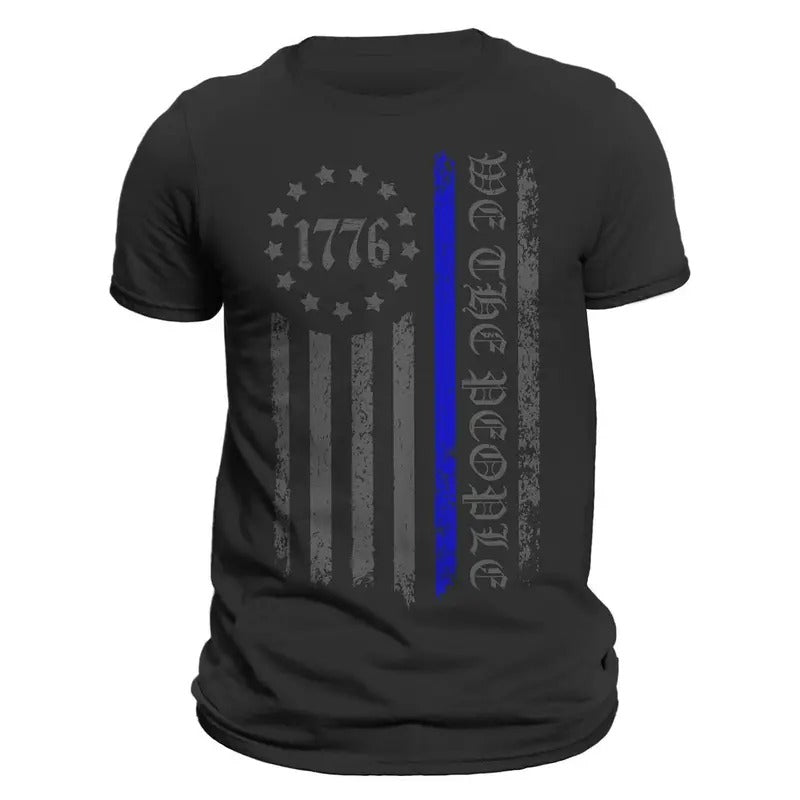 We The People 1776 Thin Blue Line Vertical Flag Police Men's T-Shirt Hoodie, Sweatshirt | CiraTrend.com