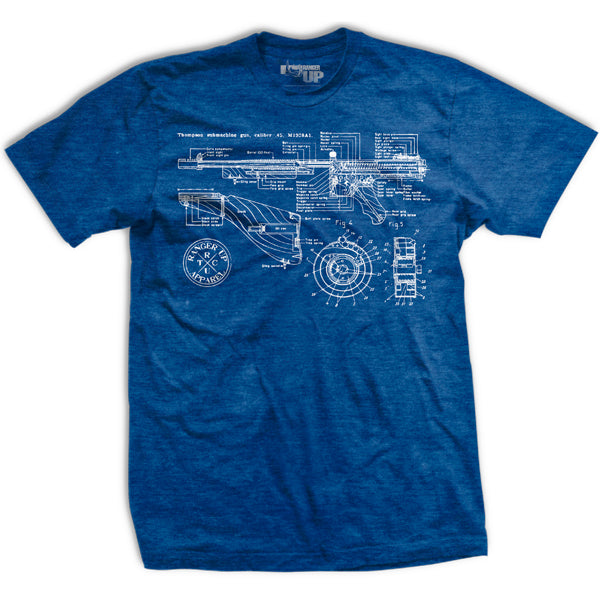 Members Only Thompson Gun Blueprint T-Shirt Hoodie, Sweatshirt | CiraTrend.com (Image 1)