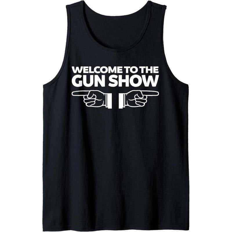 Welcome to the Gun Show Funny Bodybuilder Gym Tank Top - Black, Sleeveless, Men's Medium Made in USA T-Shirts, Hoodie,...