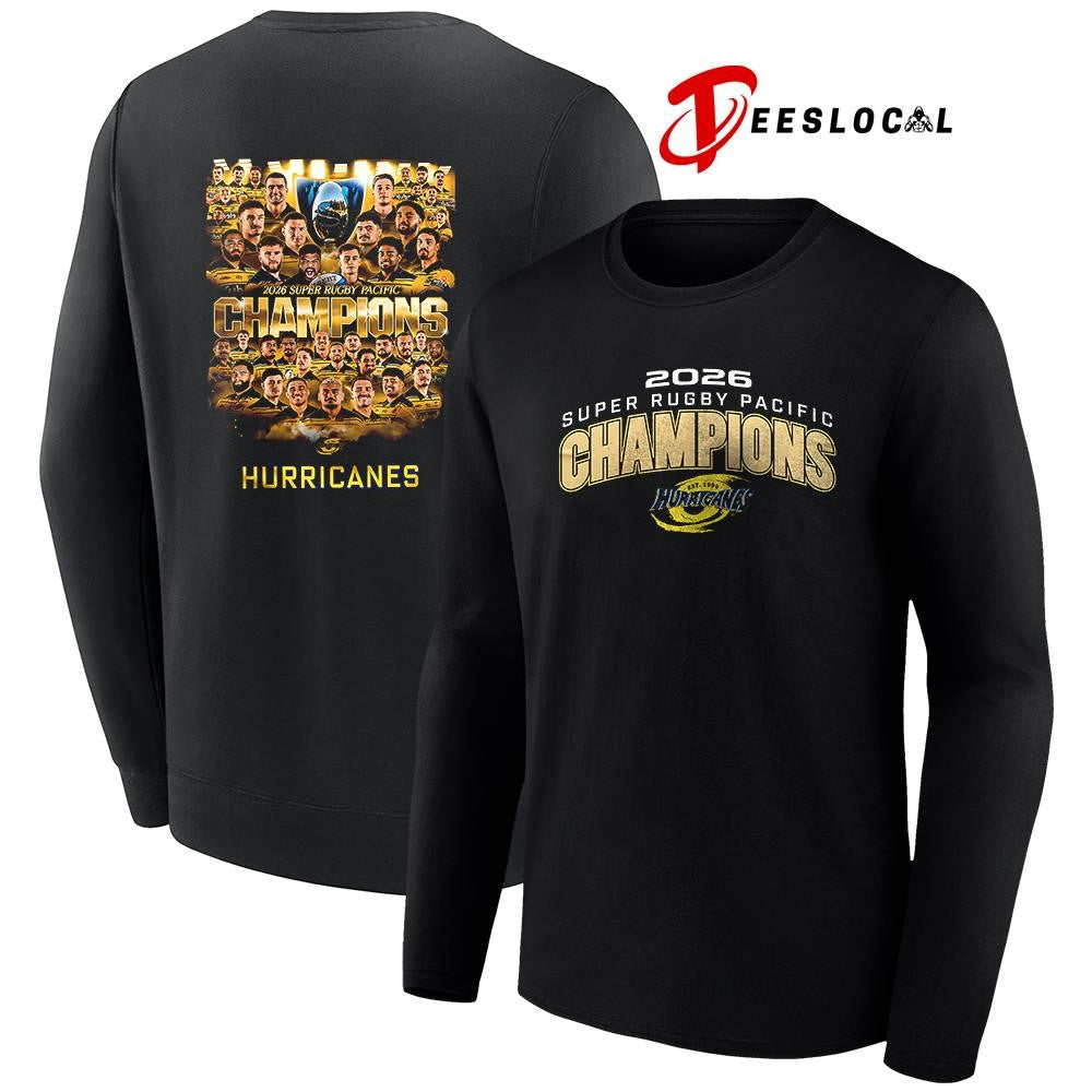Wellington Hurricanes Super Rugby Pacific 2026 Champions team graphic shirt