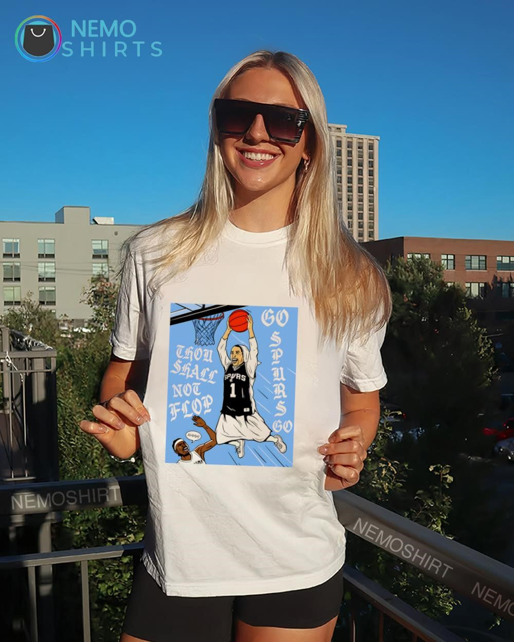 Wemby nun thou shall not flop go Spurs go shirt