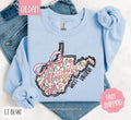 West Virginia Floral Bow Gildan Sweatshirt, Cute Trendy State Coquette Pullover T-Shirts, Hoodie | CiraTrend.com