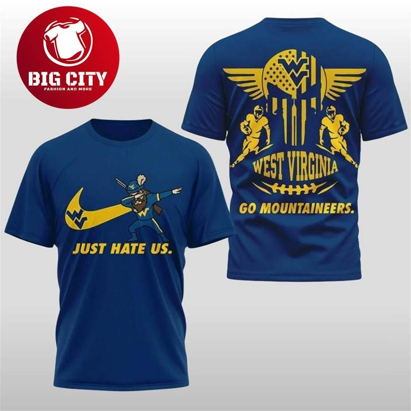 West Virginia Mountaineers 2025 NCAA Just Hate Us Logo Two Sided Shirt