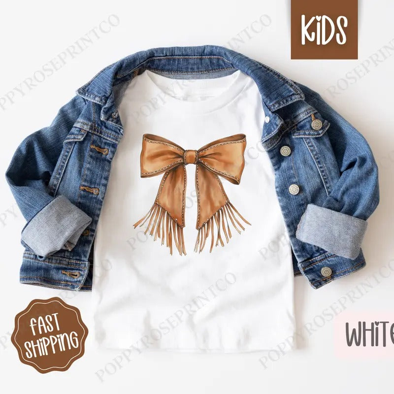 Western Bow Kids Shirt, Western Children's Shirt, Cute Youth Tee Gildan Hoodie, Sweatshirt | CiraTrend.com