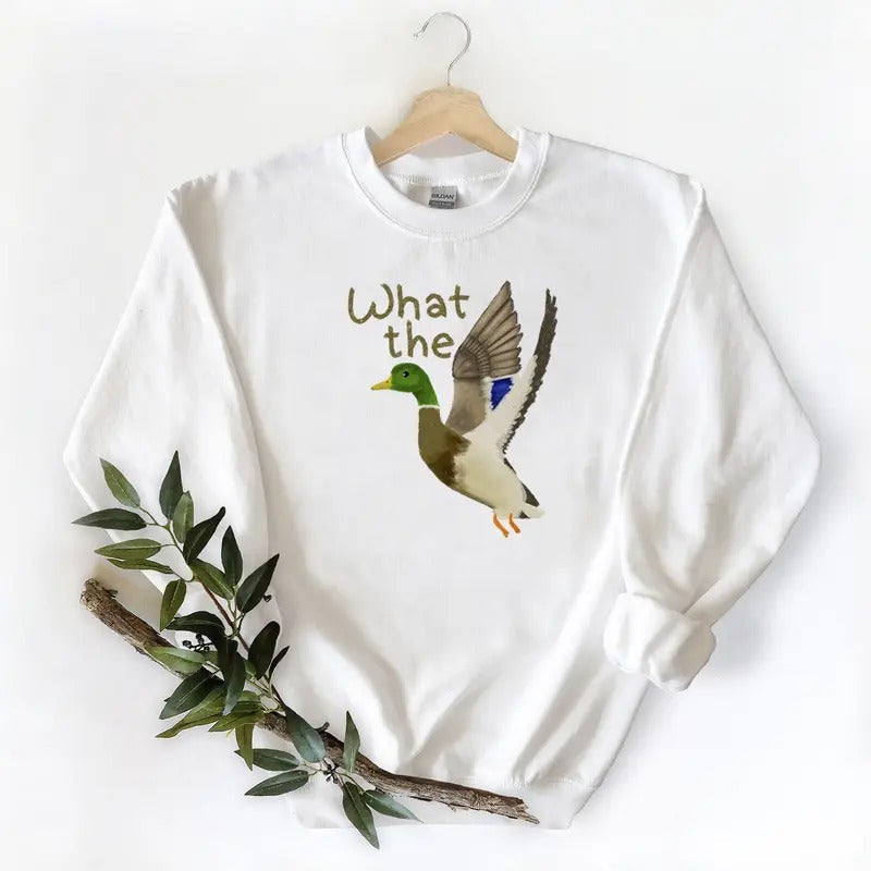 What the Mallard Duck Unisex Sweatshirt Flying duck Hoodie, for duck hunters, husbands and Mallard duck lovers Cotton...