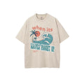 When Its Waves Mount Up Christian Washed Tee Pure Cotton Fabric Casual Streetstyle Crew Neck Short Sleeve Soft-Washed...