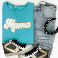 White Chenille Mama Patch Sweatshirt T-Shirts, Hoodie | CiraTrend.com