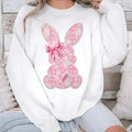 White Lace Bunny Coquette Bow sweatshirt, Easter, Lace Bow Bunny Shirt, Happy Easter Hoodie | CiraTrend.com