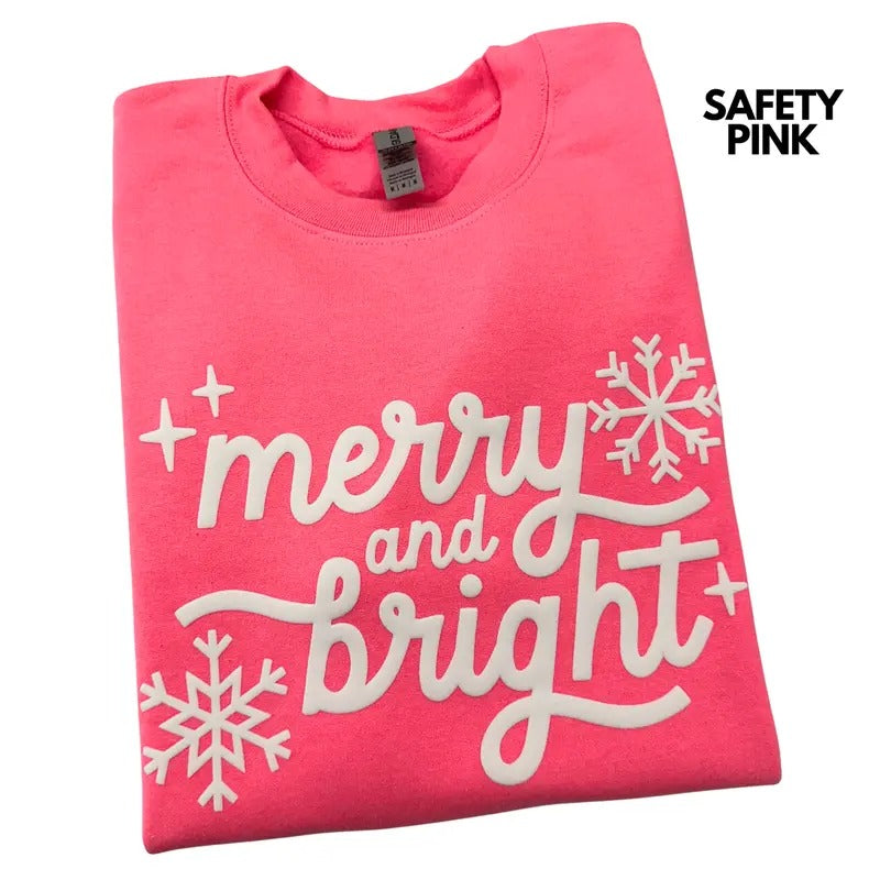 White Merry & Bright PUFF Sweatshirt T-Shirts, Hoodie | CiraTrend.com
