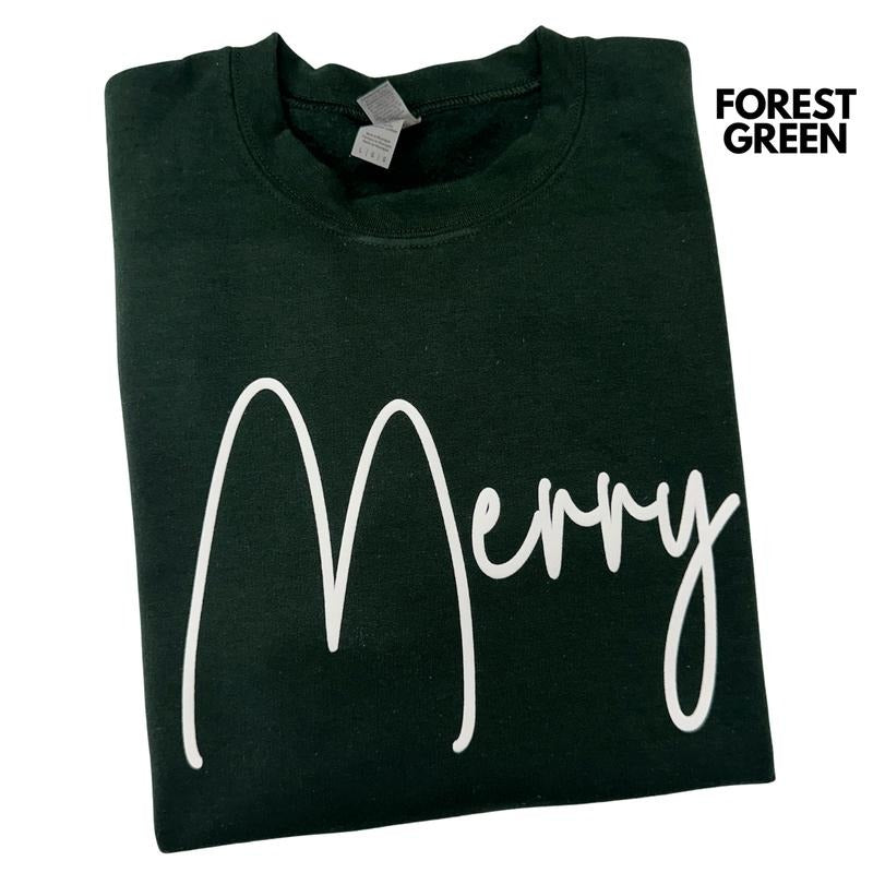 White PUFF Merry Sweatshirt T-Shirts, Hoodie | CiraTrend.com