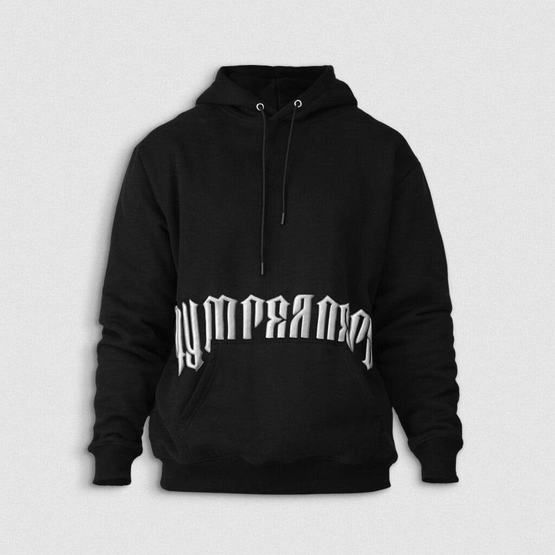 Ultra-Plush Fleece Phantom Hoodie - Black/White Stretchable Ribbed Sweatshirt Menswear Pocket T-Shirts | CiraTrend.com