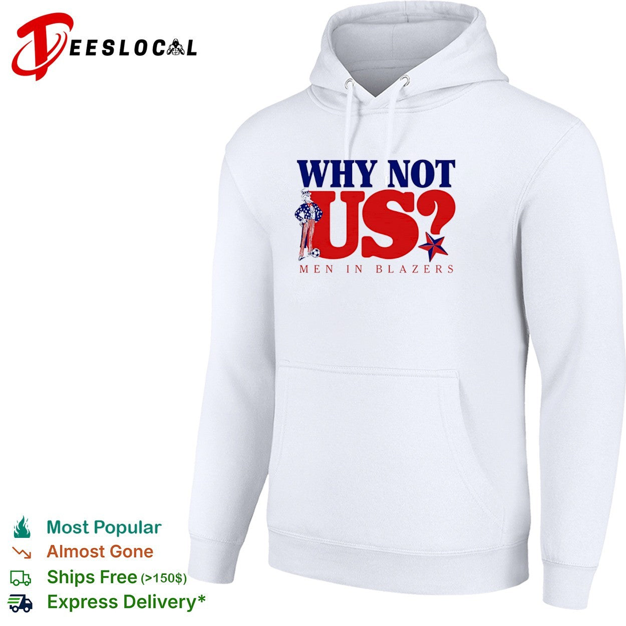 Why Not Us Men in Blazers Uncle Sam Soccer Patriotic USA Stars shirt