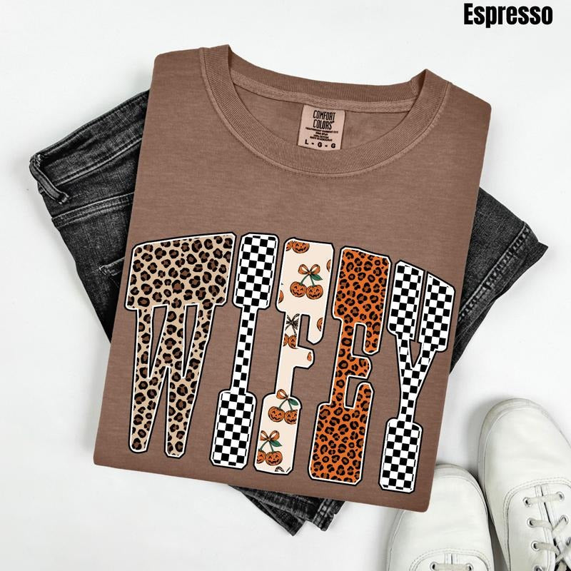 Wifey Pumpkin Pattern Comfort Colors T-Shirt 'NLB' Hoodie, Sweatshirt | CiraTrend.com
