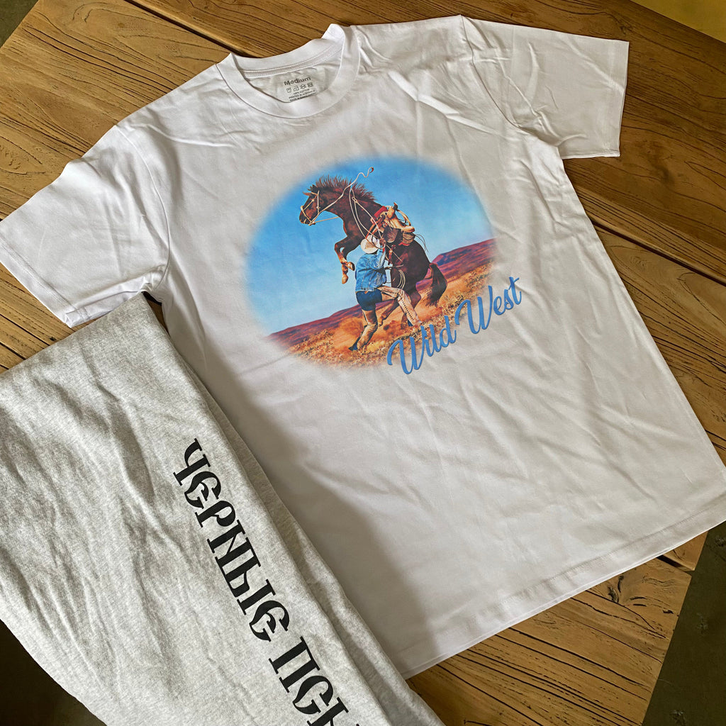 WILD WEST GRAPHIC HEAVYWEIGHT WHITE T-SHIRT Hoodie, Sweatshirt | CiraTrend.com (Image 2)