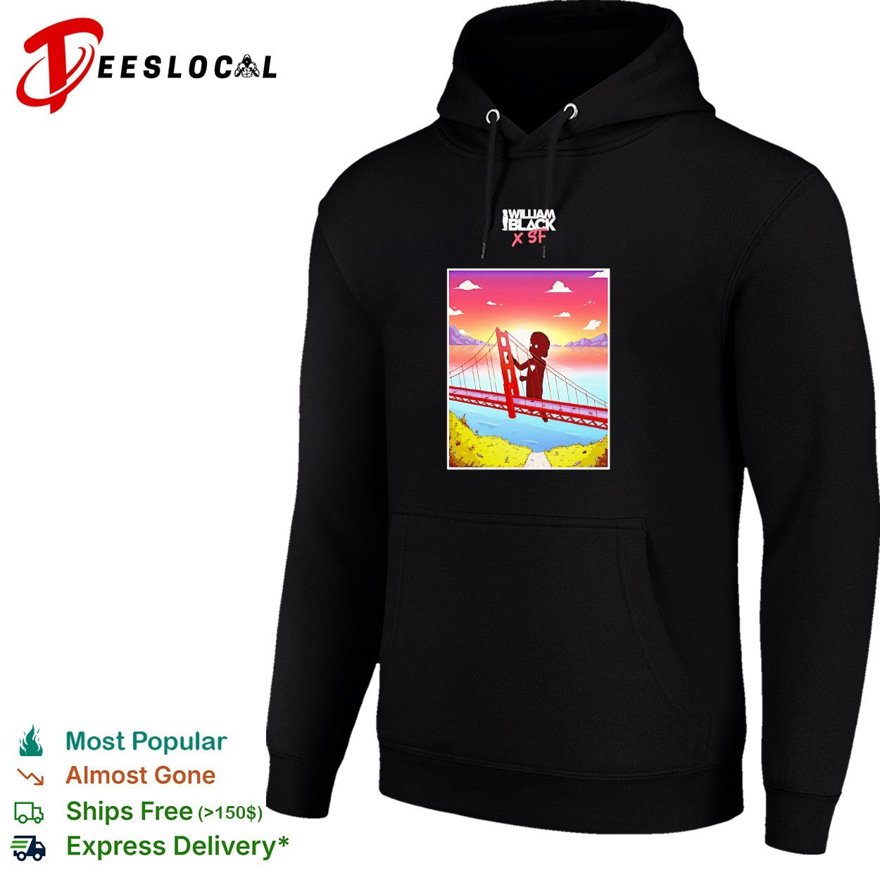 William Black x SF golden gate bridge sunset shirt