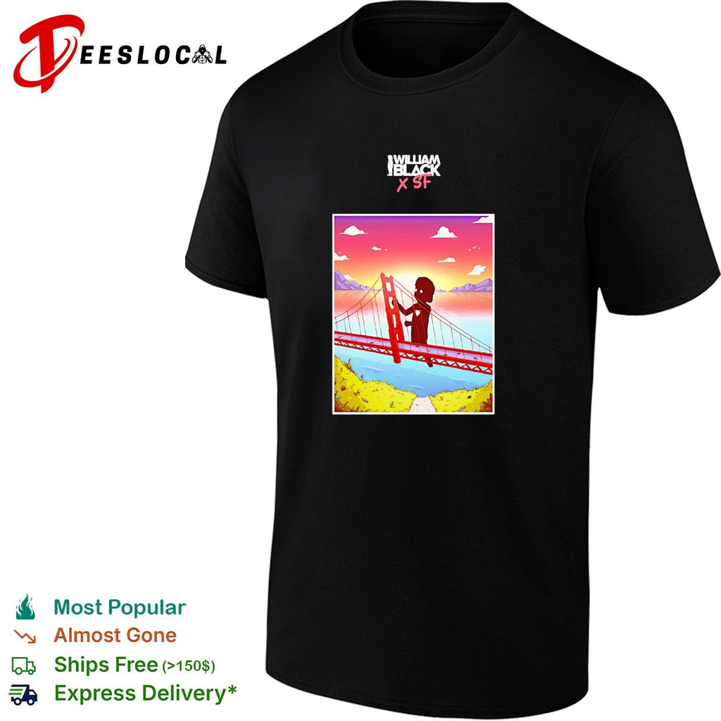 William Black x SF golden gate bridge sunset shirt