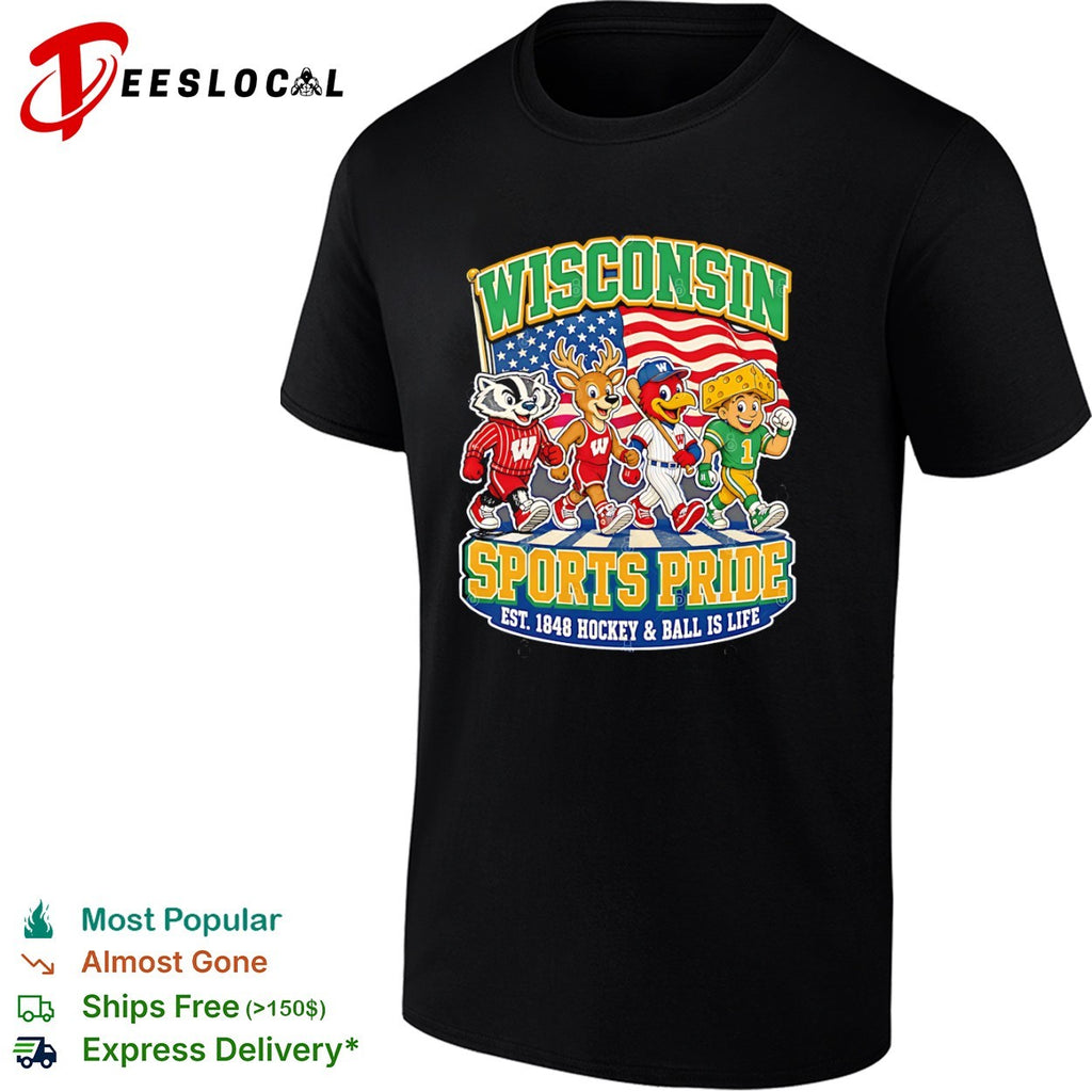 Wisconsin Sports Pride Est 1848 Hockey and Ball is Life Badger Deer Bird shirt