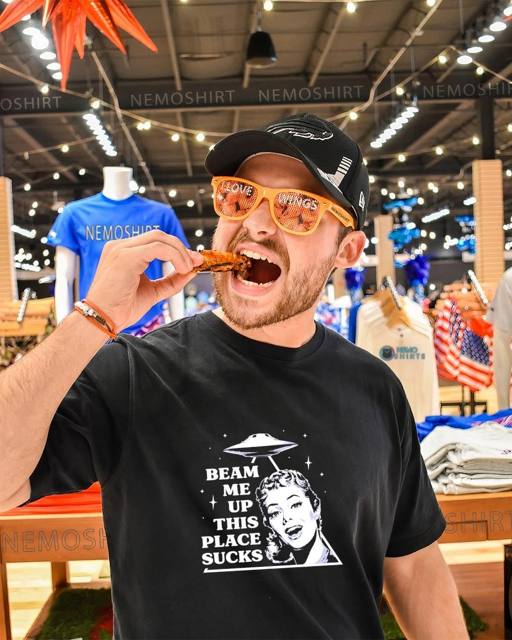 Woman beam me up this place sucks shirt