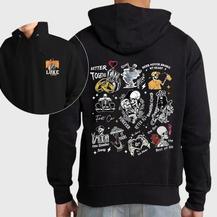 Combs Bullhead Luke Country Music 2 Sided Graphic Hoodie/Sweatshirt/T-Shirt, For Men/Women - Unisex Style, 100% Cotton, Pullover unisex hoodie faith hoodie