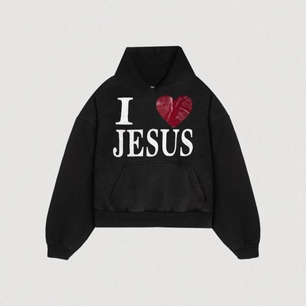 I Love Jesus Graphic Hoodie/Sweatshirt(No Hood)/T-Shirt, For Men/Women - Unisex Style, 100% Cotton, Pullover unisex hoodie