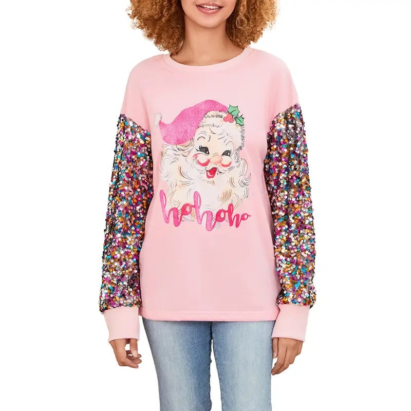 Women Christmas Sweatshirt, Long Sleeve Crew Neck Elk Print Hoodie Pullover for Casual Daily T-Shirts | CiraTrend.com