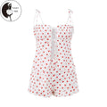 Women Heart Print Outfit Split Front Tie Shoulder Tops Mini Ruffle Shorts 2 Piece Casual Outfit T-Shirts, Hoodie, Sweatshirt