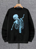 Women's  Skeleton Print Drop Shoulder Sweatshirt, Casual Long Sleeve Round Neck Pullover for Fall & Winter, Ladies...