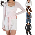 Women's Ballet Wrap Tops Solid Stylish V Neck Long Sleeve Workout T-Shirt for Sports Hoodie, Sweatshirt | CiraTrend.com