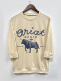 Women's Bull & Letter Print Crew Neck Sweatshirt, Casual Drop Shoulder Long Sleeve Pullover, Women's Fall & Winter...
